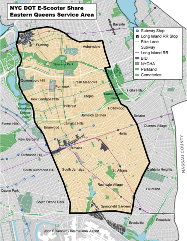 Map of Queens Scooter Share service area