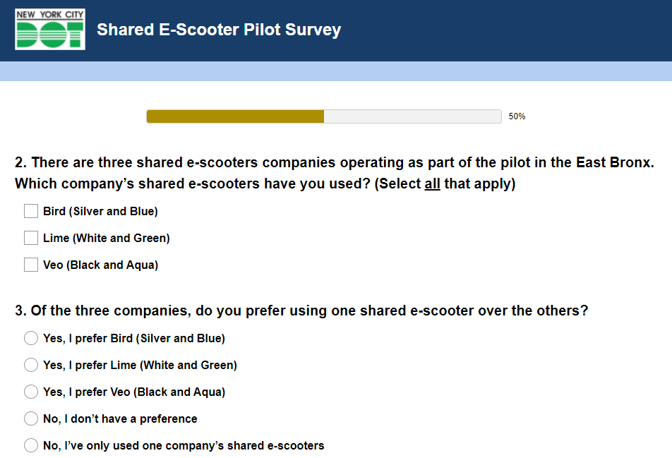 a screenshot of the survey